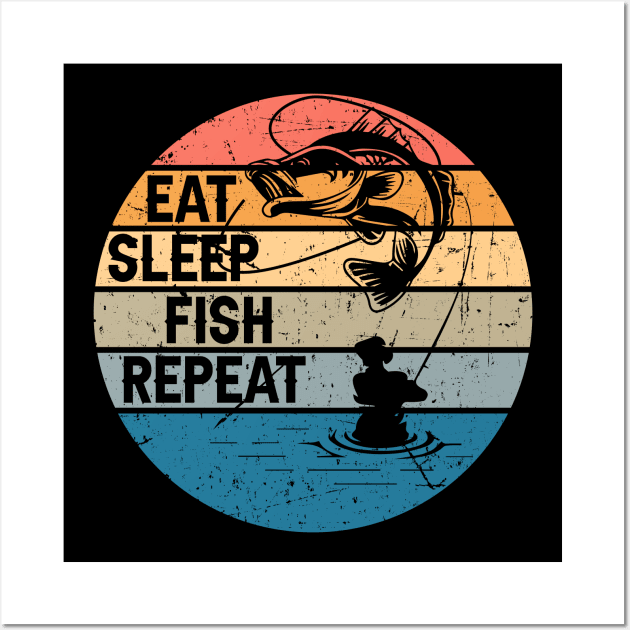 Eat, Sleep, Fish, Repeat Wall Art by Tripnotic